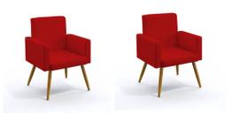 KIT 02 Poltrona Nina decorativa suede vermelho para escritorio, sala salão H.G.H-DECOR KIT 02 Poltrona Nina decorativa suede vermelho para escritorio, sala salão H.G.H-DECOR