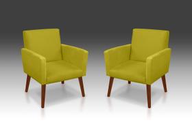 Kit 02 Poltrona Nina suede Amarelo-Modena Decor