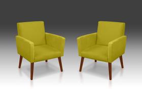 Kit 02 Poltrona Nina suede Amarelo-Modena Decor Kit 02 Poltrona Nina suede Amarelo-Modena Decor