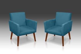 Kit 02 Poltrona Nina Suede Azul Claro -Modena Decor
