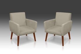 Kit 02 Poltrona Nina suede Bege -Modena Decor Kit 02 Poltrona Nina suede Bege -Modena Decor