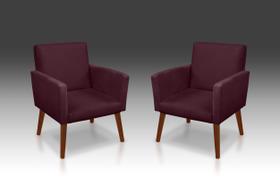 Kit 02 Poltrona Nina Suede Bordo- Modena Decor