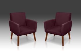 Kit 02 Poltrona Nina Suede Bordo- Modena Decor Kit 02 Poltrona Nina Suede Bordo- Modena Decor