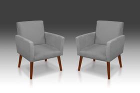 Kit 02 Poltrona Nina Suede Cinza Claro-Modena Decor Kit 02 Poltrona Nina Suede Cinza Claro-Modena Decor