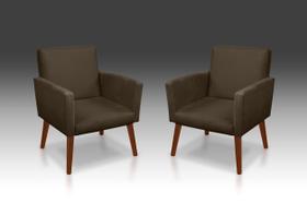 KIT 02 Poltrona Nina suede Marrom -Modena Decor