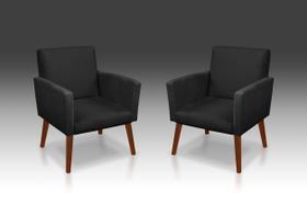 Kit 02 Poltrona Nina suede Preto -Modena Decor