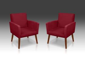 Kit 02 Poltrona Nina Suede Vermelho-Modena Decor Kit 02 Poltrona Nina Suede Vermelho-Modena Decor