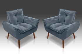 kit 02 Poltrona Opala Com Fibra Siliconada Suede Azul Turquesa - Modena Decor kit 02 Poltrona Opala Com Fibra Siliconada Suede Azul Turquesa - Modena Decor