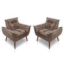 Kit 02 Poltrona Opala Com Fibra Siliconada Suede Capuccino- PANDORA DECOR Kit 02 Poltrona Opala Com Fibra Siliconada Suede Capuccino- PANDORA DECOR