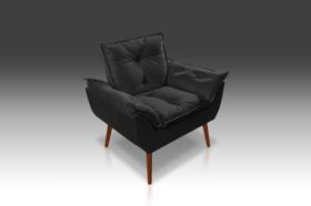 Kit 02 Poltrona Opala Com Fibra Siliconada Suede PRETO -MODENA DECOR