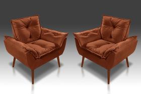 Kit 02 Poltrona Opala Com Fibra Siliconada Suede Terracota- Modena Decor Kit 02 Poltrona Opala Com Fibra Siliconada Suede Terracota- Modena Decor