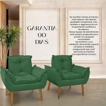 Kit 02 Poltrona Opala Com fibra Siliconada Suede Verde-RV DECORA