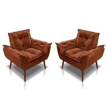 KIT 02 Poltrona Opala Decorativa Sala Escritório, salão, quarto, recepção Suede Terracota -ALTO PADRÃO KIT 02 Poltrona Opala Decorativa Sala Escritório, salão, quarto, recepção Suede Terracota -ALTO PADRÃO