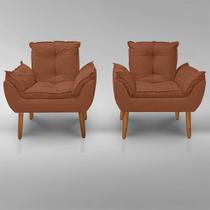 KIT 02 Poltrona Opala Decorativa Sala Escritório, salão, quarto, recepção Suede Terracota -ALTO PADRÃO KIT 02 Poltrona Opala Decorativa Sala Escritório, salão, quarto, recepção Suede Terracota -ALTO PADRÃO