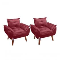 Kit 02 Poltrona Opala item disponível na cor Bordô Vinho.