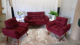 Kit 02 Poltrona Opala + Namoradeira Opala Suede Bordô-Modena Decor Kit 02 Poltrona Opala + Namoradeira Opala Suede Bordô-Modena Decor