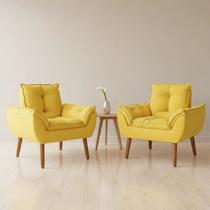 Kit 02 Poltrona opala suede Amarelo -Alto Patrão Kit 02 Poltrona opala suede Amarelo -Alto Patrão