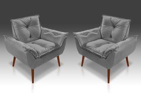kit 02 Poltrona opala suede cinza claro -MODENA DECOR kit 02 Poltrona opala suede cinza claro -MODENA DECOR