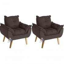 Kit 02 Poltrona Opala Suede Marrom Kit 02 Poltrona Opala Suede Marrom