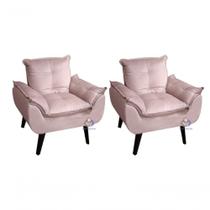 Kit 02 Poltrona Opala Veludo Rosa Nude Kit 02 Poltrona Opala Veludo Rosa Nude