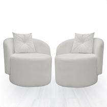 Kit 02 Poltrona Orgânica para Sala Austin Bouclé Conforto e Elegância Branco - Jylcrom