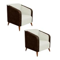 Kit 02 Poltrona Silmara Compose material sintético Nozes Decorativa Pés Madeira 2 Lugares Sala de Estar Recepção Escritório Consultório material sintético Bege - Damaffê Mó Kit 02 Poltrona Silmara Compose material sintético Nozes Decorativa Pés Madeira 2 Lugares Sala de Estar Recepção Escritório Consultório material sintético Bege - Damaffê Mó