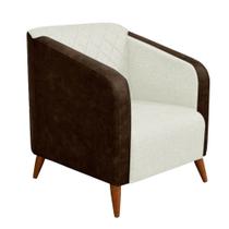 Kit 02 Poltrona Silmara Compose material sintético Nozes Decorativa Pés Madeira 2 Lugares Sala de Estar Recepção Escritório Consultório material sintético Bege - KDAcanto M