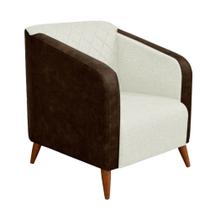 Kit 02 Poltrona Silmara Compose Tecido Sintético Nozes Decorativa Pés Madeira 2 Lugares Sala de Estar Recepção Escritório Consultório Tecido Sintéti