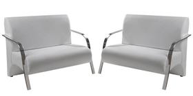Kit 02 Poltrona Vênus 2 Lugar Braço Alumínio D Salla Tecido Sintético