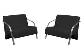 Kit 02 Poltrona Vênus 2 Lugar Braço Alumínio D Salla Tecido Sintético