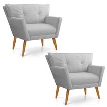 Kit 02 Poltronas Anitta Linho Cinza A05 D'rossi