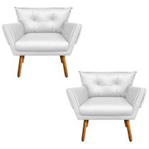 Kit 02 Poltronas Anitta material sintético Castanho Branco