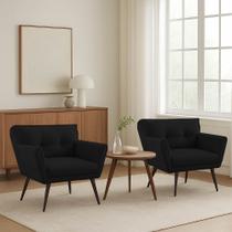 Kit 02 Poltronas Anitta material sintético Pés Palito de Ferro D03 - D'Rossi