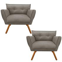 Kit 02 Poltronas Anitta Suede Marrom Rato Pés Palito Drossi Kit 02 Poltronas Anitta Suede Marrom Rato Pés Palito Drossi