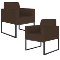 Kit 02 Poltronas Base Fixa De Metal Suede Marrom Kit 02 Poltronas Base Fixa De Metal Suede Marrom