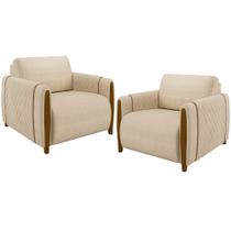 Kit 02 Poltronas Base Fixa Flora M03 Bege Kit 02 Poltronas Base Fixa Flora M03 Bege