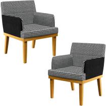 Kit 02 Poltronas Base Mel Suede Pied Poule material sintético Preto Kit 02 Poltronas Base Mel Suede Pied Poule material sintético Preto