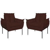 Kit 02 Poltronas Base Metal Preto Sala Quarto Balaqui Decor