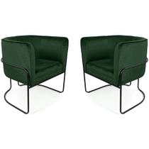 Kit 02 Poltronas Betina Base Preto Veludo Verde - Nexta Casa