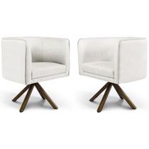 Kit 02 Poltronas Betina Giratória Giromad Viscolinho Off White - Nexta Casa Kit 02 Poltronas Betina Giratória Giromad Viscolinho Off White - Nexta Casa