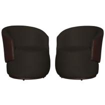 Kit 02 Poltronas Bia Redonda com Composê Suede Marrom e material sintético Marrom - FM