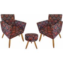 Kit 02 Poltronas Cadeira Decorativa Nina E Puff Mandala Kit 02 Poltronas Cadeira Decorativa Nina E Puff Mandala