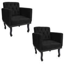 kit 02 Poltronas Classic Pés Luís XV Suede Preto - Doce Sonho Móveis kit 02 Poltronas Classic Pés Luís XV Suede Preto - Doce Sonho Móveis