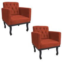 kit 02 Poltronas Classic Pés Luís XV Suede Terracota - Doce Sonho Móveis
