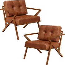 Kit 02 Poltronas Com Cintas De Corano Laís material sintético Camel
