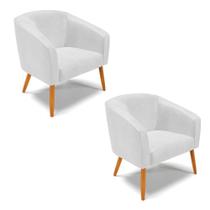 Kit 02 Poltronas Corano Pés Palito Castanho Branco