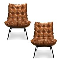 Kit 02 Poltronas Costela Corano Nozes Base Metal Kit 02 Poltronas Costela Corano Nozes Base Metal