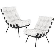 Kit 02 Poltronas Costela Preto L04 Couro Branco Kit 02 Poltronas Costela Preto L04 Couro Branco