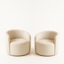 Kit 02 Poltronas Curva Orgânica Nature Gaia Boucle Bege - Montanaris Decor