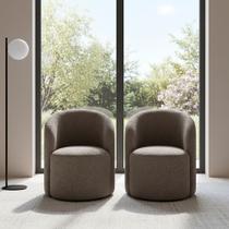 Kit 02 Poltronas Curva Orgânica Nature Gaia Boucle Cappuccino - Montanaris Decor